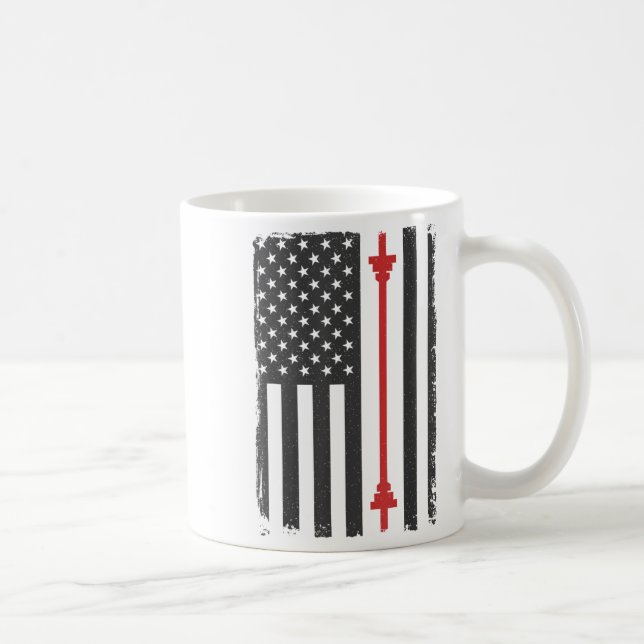 Barbell American Flag Gym Workout Tee Usa Motivati Kaffeetasse (Rechts)