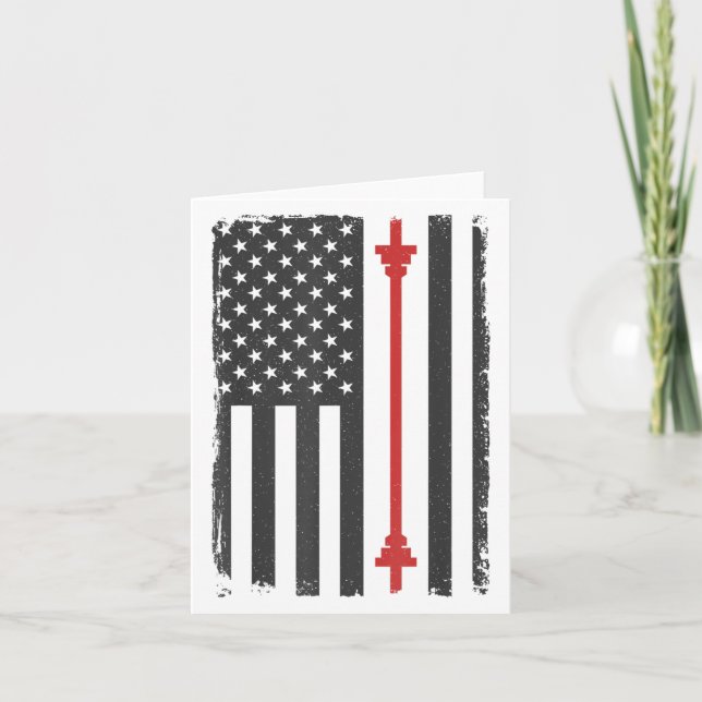 Barbell American Flag Gym Workout Tee Usa Motivati Karte (Vorderseite)