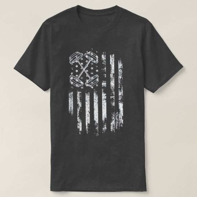 Barbell American Flag Workout Gym T-Shirt (Design vorne)