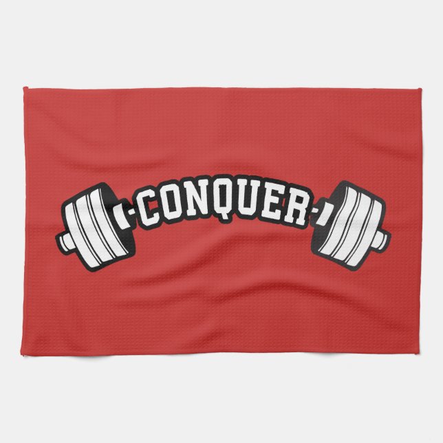 Barbell, CONQUER - Inspirationsstifter Gym Geschirrtuch (Horizontal)