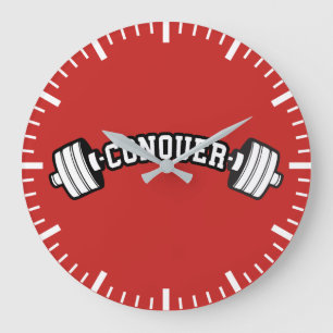 Barbell, CONQUER - Inspirationsstifter Gym Große Wanduhr