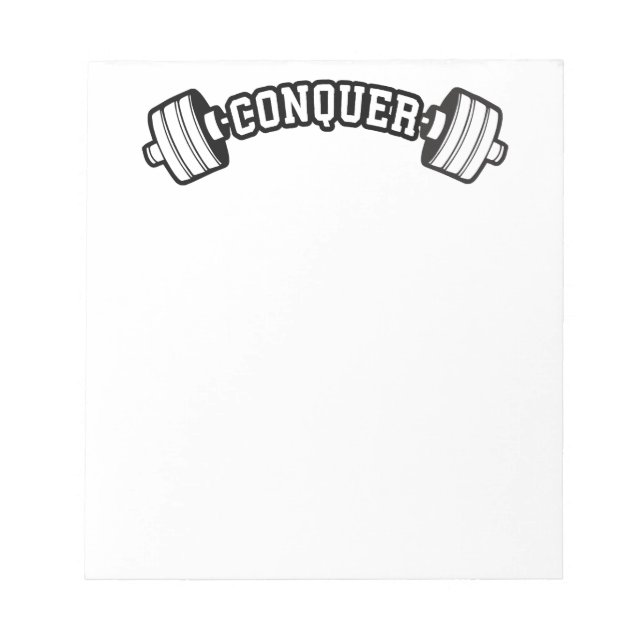 Barbell, CONQUER - Inspirationsstifter Gym Notizblock (Vorderseite)