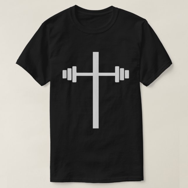Barbell Dumbbell Cross Christian Jesus Gym Workout T-Shirt (Design vorne)