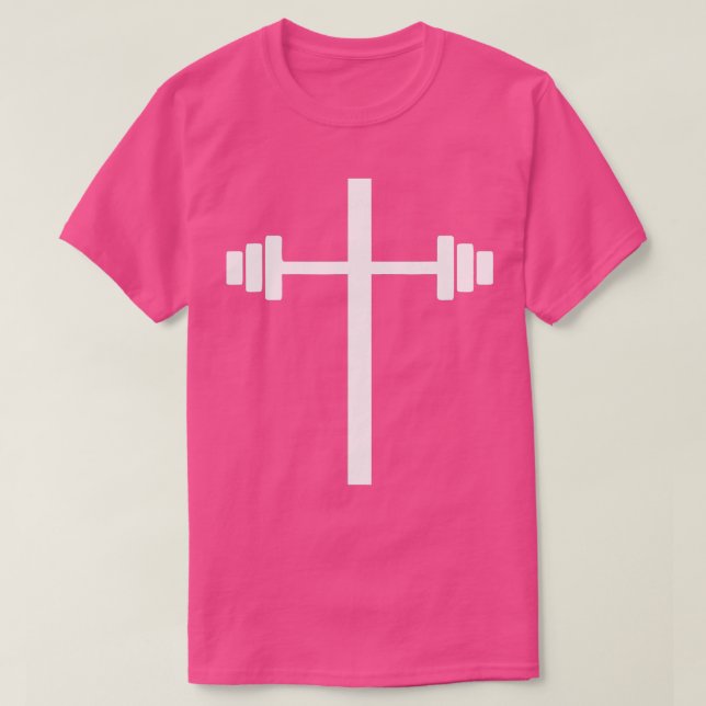 Barbell Dumbell Cross Christliches Jesus Gym Worko T-Shirt (Design vorne)
