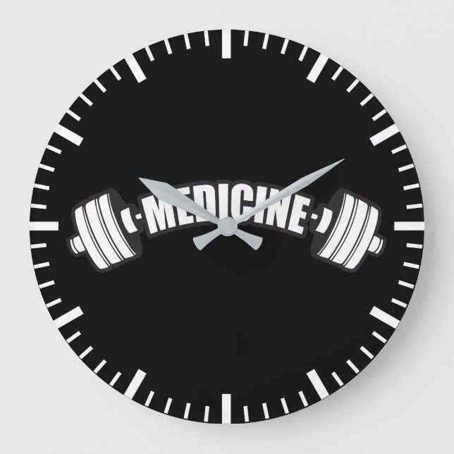 Barbell - Eisenmedizin - Gewichtheben Große Wanduhr (Vorderseite)