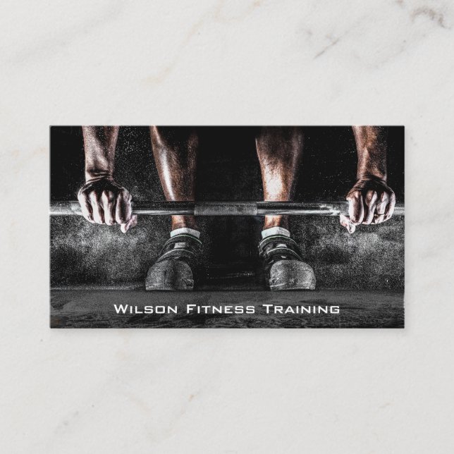 Barbell Lifter Fitness Foto Business Card Visitenkarte (Vorderseite)