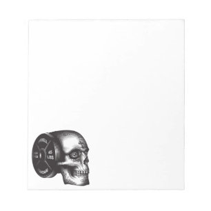 Barbell Plate and Skull - Workout Gym Motivierend Notizblock