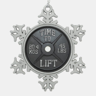 Barbell Plate - Zeit zum Heben Schneeflocken Zinn-Ornament
