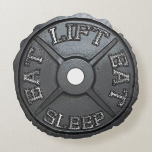 Barbell-Platte - Aufzug, essen, schlafen Rundes Kissen