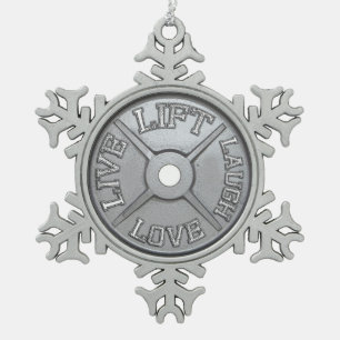Barbell-Platte Schneeflocken Zinn-Ornament
