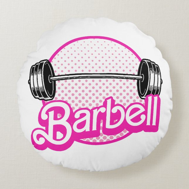 Barbell - rosa rundes kissen (Vorderseite)