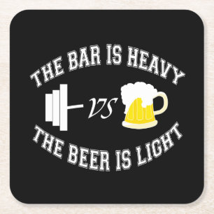 Barbell vs Bier Rechteckiger Pappuntersetzer