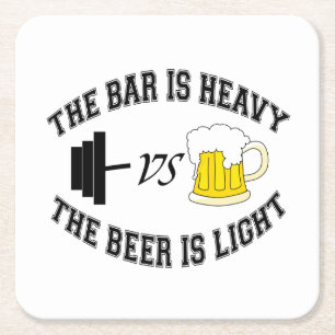 Barbell vs Bier Rechteckiger Pappuntersetzer
