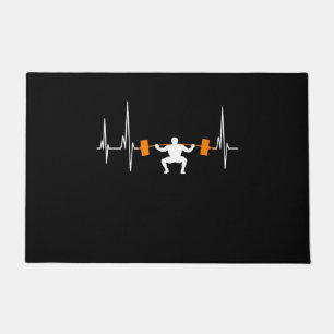 Barbell Weightfting Heartbeat Bodybuilding Cool Fußmatte