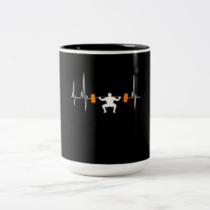 Barbell Weightfting Heartbeat Bodybuilding Cool Zweifarbige Tasse