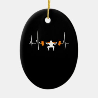 Barbell Weightlift Heartbeat-Bodybuilding Keramik Ornament