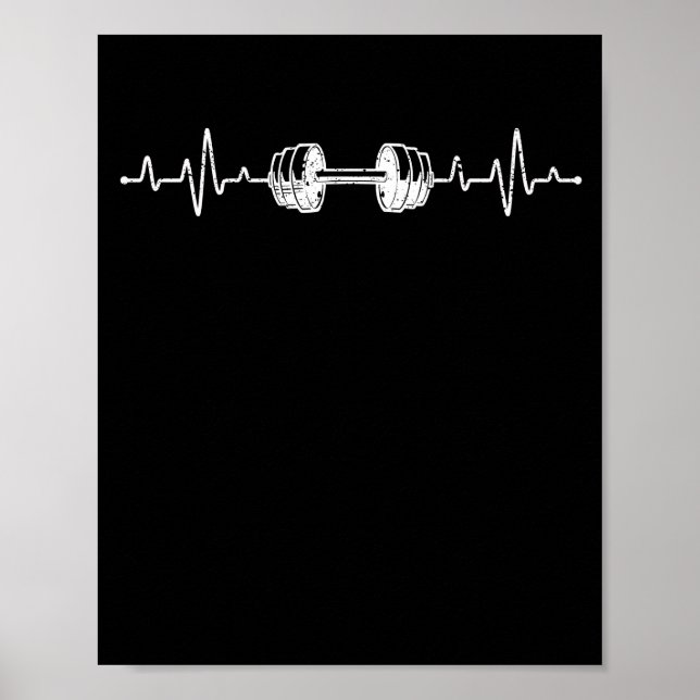 Barbell Weightlift Heartbeat-Bodybuilding Poster (Vorne)