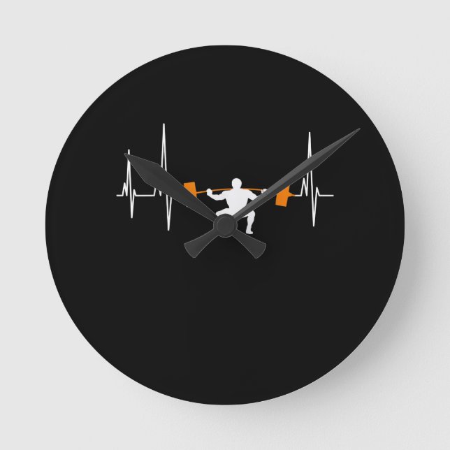 Barbell Weightlift Heartbeat-Bodybuilding Runde Wanduhr (Vorderseite)