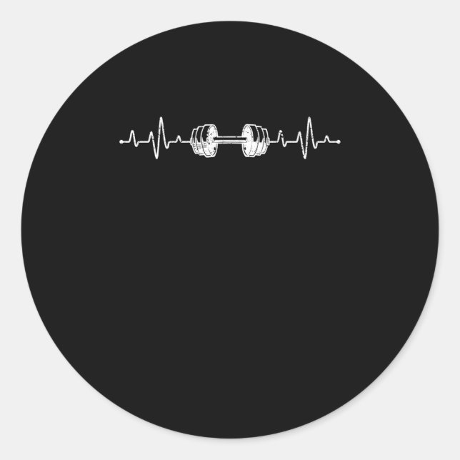 Barbell Weightlift Heartbeat-Bodybuilding Runder Aufkleber (Vorderseite)