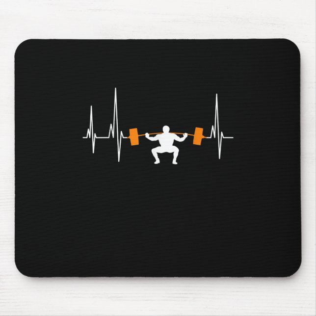 Barbell Weightlifting Heartbeat Bodybuilding Cool Mousepad (Vorne)