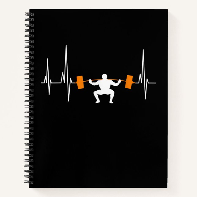 Barbell Weightlifting Heartbeat Bodybuilding Cool Notizbuch (Vorderseite)