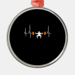 Barbell Weightlifting Heartbeat Bodybuilding Ornament Aus Metall