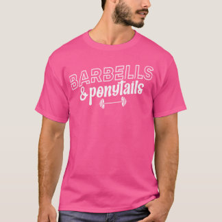 Barbells und Ponytails Umzäunungen für Frauen T-Shirt