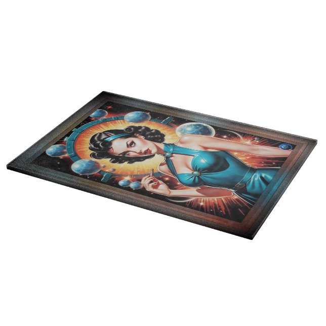 Barbenheimer Retro Fusion Atomzeitfashion Schneidebrett (Ecke)