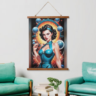 Barbenheimer Retro Fusion Atomzeitfashion Wandteppich Mit Holzrahmen