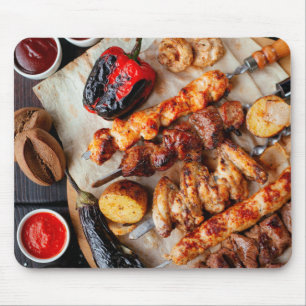 Barbeque Hühnerfleisch Rindfleisch Egplant Capsicu Mousepad