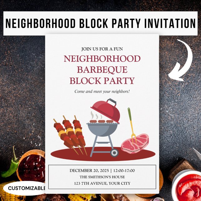 Barbeque Neighbhood Fun Block Party Einladung (Von Creator hochgeladen)