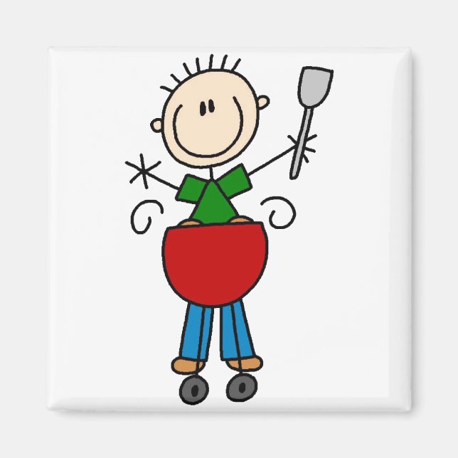 Barbeque Strichmännchen Magnet (Vorne)