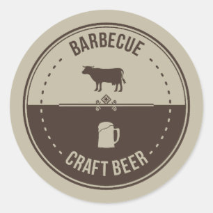 Barbeque und Bier, GRILLEN Emblem Abzeichen Runder Aufkleber