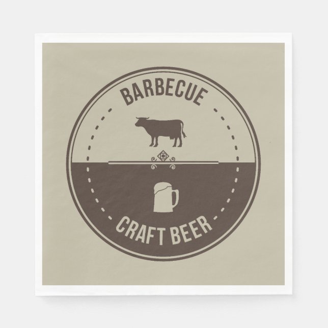 Barbeque und Bier, GRILLEN Emblem Abzeichen Serviette (Vorderseite)