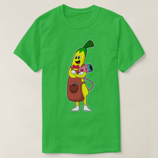 Barber Banana als Friseur mit Haartrockner T-Shirt (Design vorne)