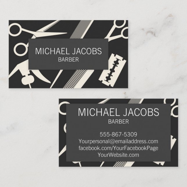 Barber Barbershop Hair Stylist Men Business Card Visitenkarte (Vorne/Hinten)