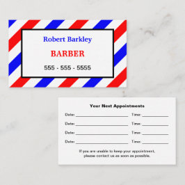 Barber Barbershop Red White Blue Anruferkarte Terminkarte
