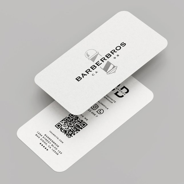 Barber Barbershop Silver Pole Classic Moderne Visitenkarte (Barber Barbershop Silver Pole Classic Modern Business Card
)