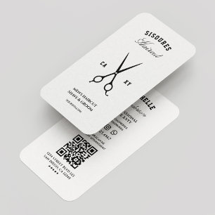 Barber Barbershop White Black Scissors Modern Visitenkarte