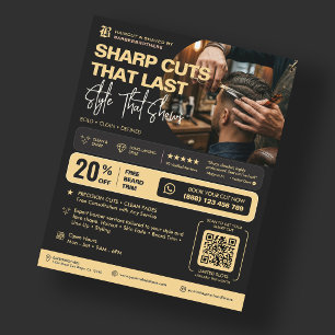 Barber Black Elegant Barbershop-Werbung Flyer