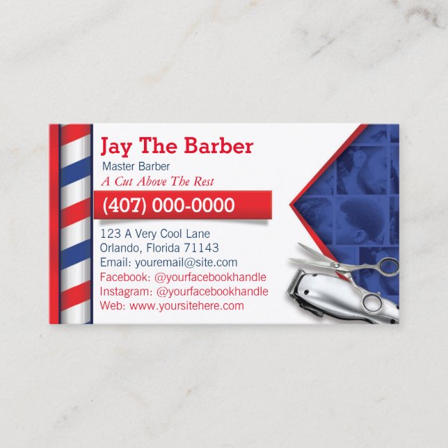 Barber Business Card (Barbershop Pol - Clippers) Visitenkarte (Vorderseite)