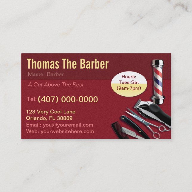 Barber Business Card (Barbershop Pol - Clippers) Visitenkarte (Vorderseite)
