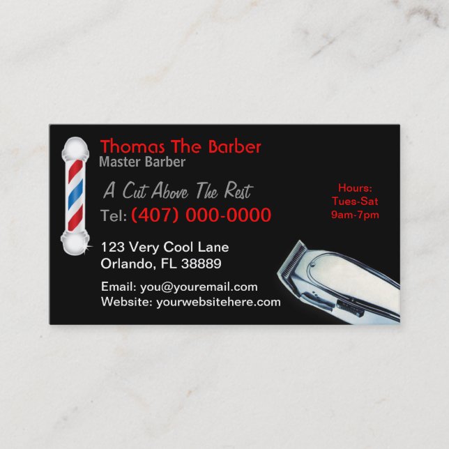 Barber Business Card (Frisur und Styles) Visitenkarte (Vorderseite)