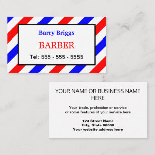 Barber Business Card: Red White and Blue Streifen Visitenkarte