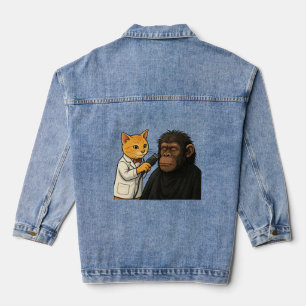 Barber Cat & Chill Gorilla Sticker Jeansjacke