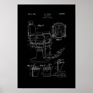 Barber Chair Patent Print Barber Shop Deco Poster