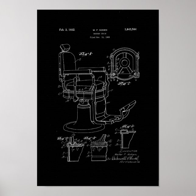 Barber Chair Patent Print Barber Shop Deco Poster (Vorne)