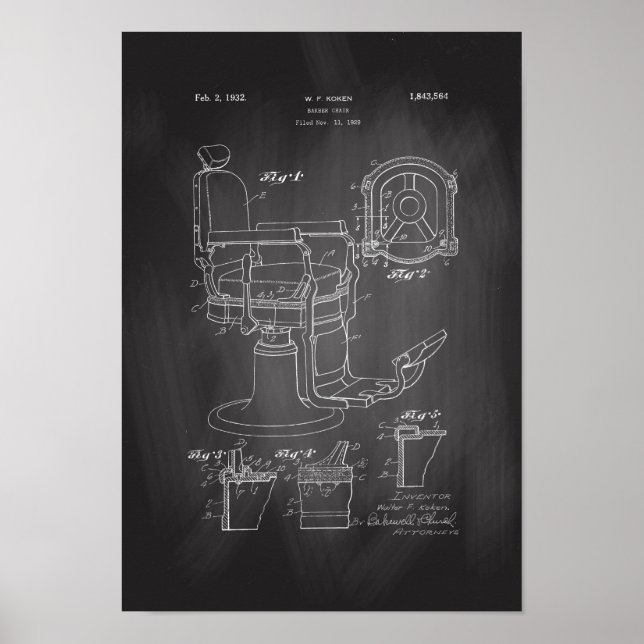 Barber Chair Patent Print Barber Shop Deco Poster (Vorne)