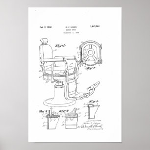 Barber Chair Patent Print Barber Shop Deco Poster