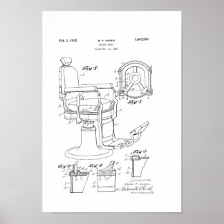 Barber Chair Patent Print Barber Shop Deco Poster